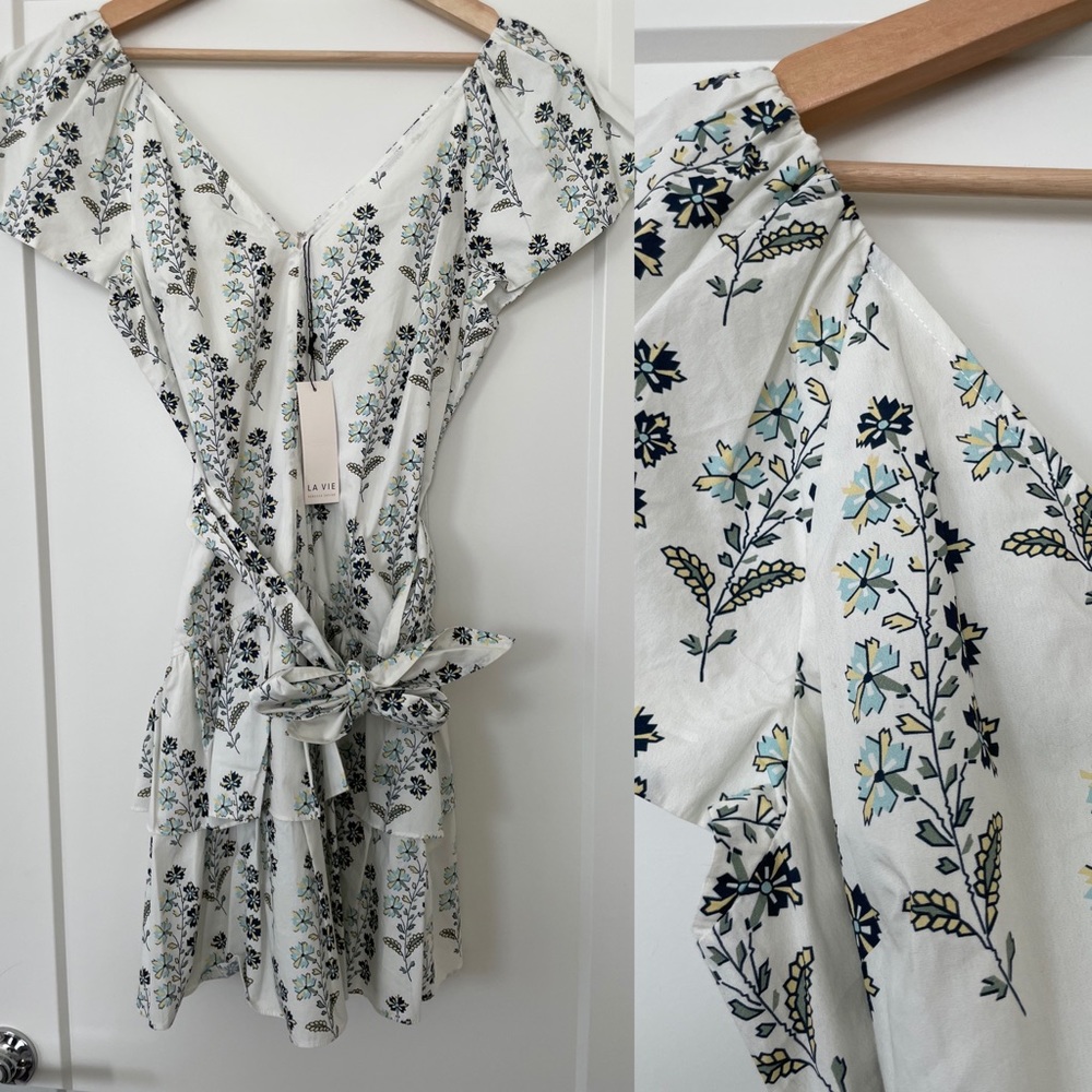 Rebecca Taylor White Floral Ruffle Dress